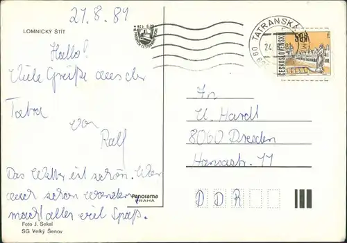 Tatralomnitz-Vysoké Tatry Tatranská Lomnica Lomnitzer  (Lomnický štít)   1989