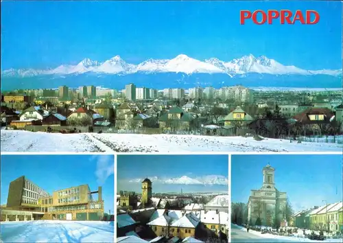 Postcard Deutschendorf Poprad Panorama, Kirchen, Gebäude 1987