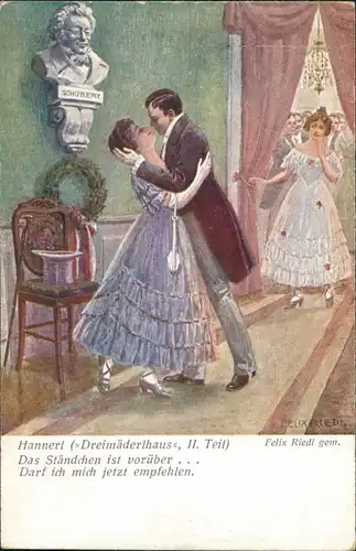 Künstlerkarte "Hannerl Dreimäderlhaus" Künstler Felix Riedl 1910