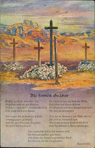 Dt. Soldatengräber in Südwestafrika, Kolonie, Kolonialkriegerdank Postkarte 1918