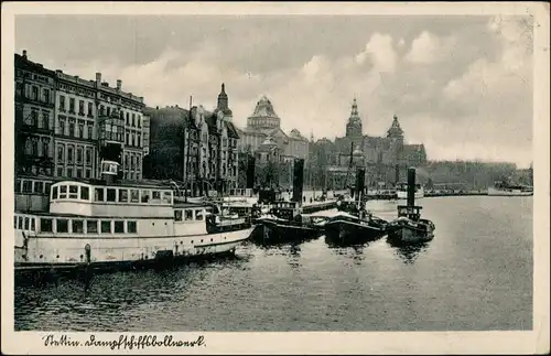 Postcard Stettin Szczecin Dampferbollwerk - Dampfer 1935