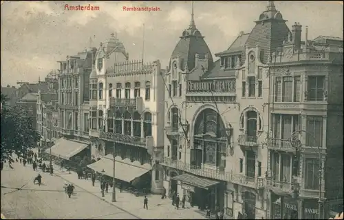Postkaart Amsterdam Amsterdam Rembrandtplein - Geschäfte 1909