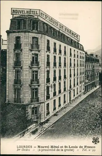 CPA Lourdes Lorda Nouvel Hotel et St. Louis de France 1913