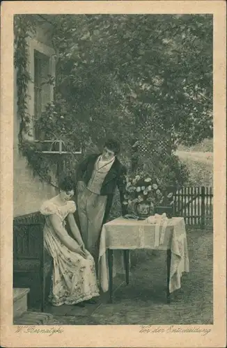Künstlerkarte "Vor der Entscheidung" Künstler W. Bernatzki 1914