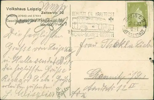 Zentrum-Süd-Leipzig Volkshaus - Theatersaal Zeitzerstrasse 32 1932