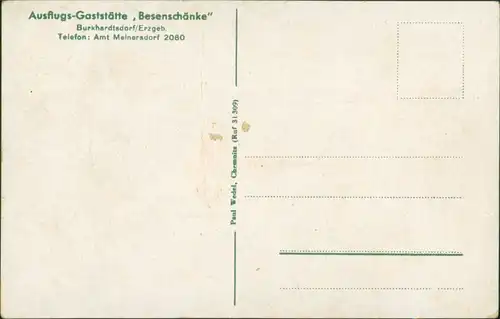 Ansichtskarte Burkhardtsdorf Besenschänke - Erzgebirge MB 1922