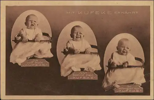 Ansichtskarte  Babys - Kindernahrung Kufeke - Hamburg Bergedorf 1928