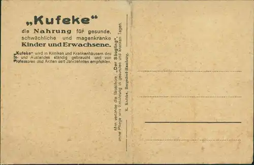 Ansichtskarte  Babys - Kindernahrung Kufeke - Hamburg Bergedorf 1928