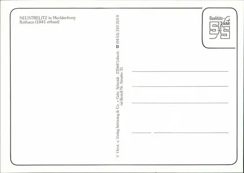 Ansichtskarte Neustrelitz Rathaus 1995