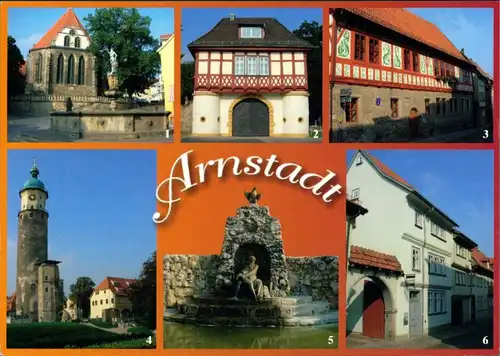 Arnstadt Bachkirche, Fischtor, Rektorat, Neideckturm, Neptungrotte,  1995