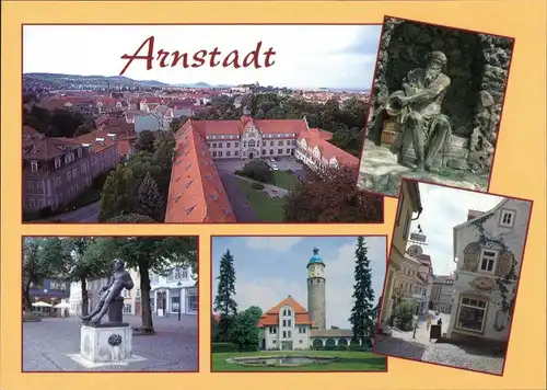 Ansichtskarte Arnstadt Luftbild, Denkmal, Gasse 1995