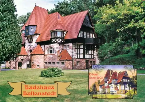 Ansichtskarte Ballenstedt (Harz) Badehaus 1995