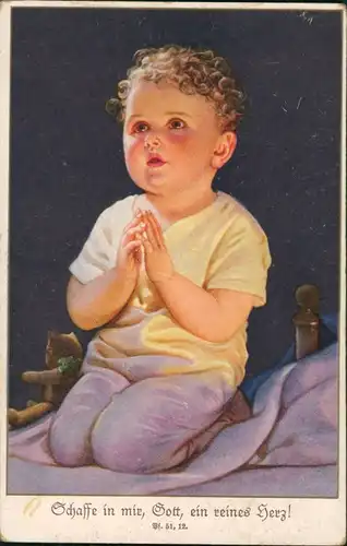 Ansichtskarte  Betendes Kind "Schaffe in mir, Gott, ein reines Herz" 1930