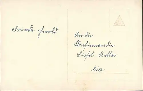 Glückwunsch - Konfirmation Frauen - 1 Frau als Engel verkleidet 1910