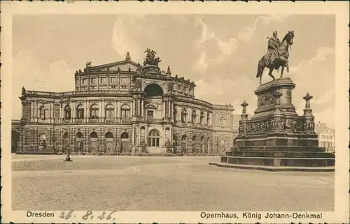 Innere Altstadt-Dresden Semperoper Opernhaus mit König Johann-Denkmal 1926