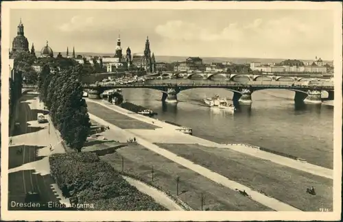 Dresden  Brücke Schiff Blick zum Schloss 1940    Feldpostnummer 22516 B
