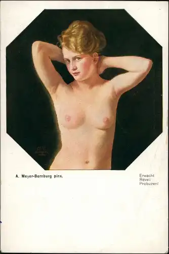 Künstlerkarte: Kunstwerke Frau - Erotik (Nackt - Nude) Erwacht 1918