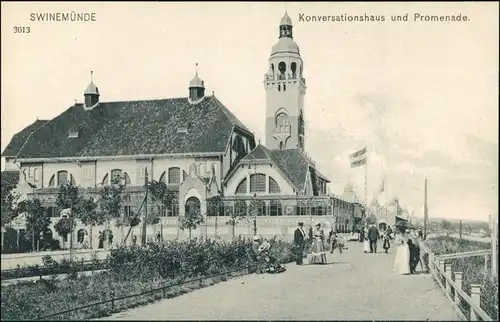 Postcard Swinemünde Świnoujście Promenade und Konversationshaus 1909