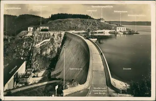 Bad Lobenstein Saaletalsperre Blick v.d. Gans auf Staumauer & Technik 1940