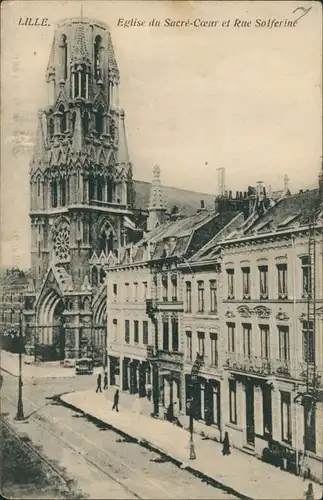 CPA Lille Kirche Sacre Coeur et Rue Solferine 1910