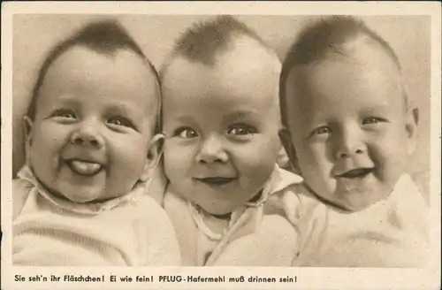 3 Kinder, Werbung Reklame PFLUG Haferschleim (Dippoldiswalde) 1940
