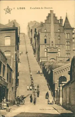 Lüttich Luik Lîdje Lüttich (Liège) Escaliers de Bueren, Personen auf Treppe 1910