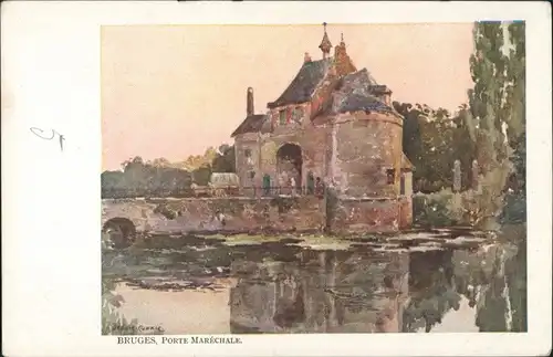 Brügge Brugge Bruges Künstlerkarte Porte Maréchale Oostendsche Poort 1920