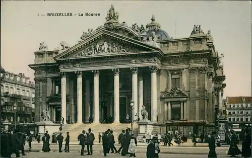 Postkaart Brüssel Bruxelles La Bourse/Börse und Börsenplatz 1910