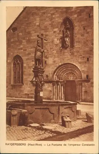Kaysersberg La Fontaine de l`empereur Constantin/Brunnen vor einer Kirche 1920