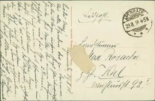 Postcard Apenrade Aabenraa Åbenrå Färbersmühle 1918