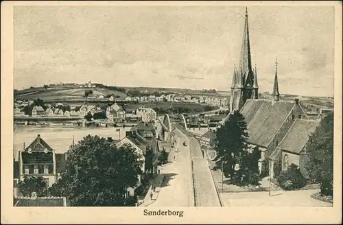 Postcard Sonderburg Sønderborg Straßenpartie 1938