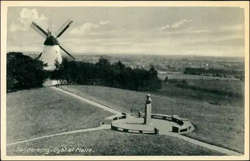 Postcard Sonderburg Sønderborg Windmühle Dybbol Molle 1938