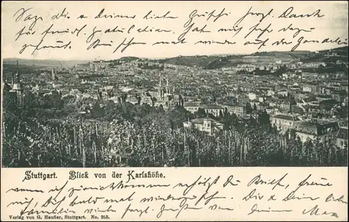 Ansichtskarte Stuttgart Reben - Blick von der Karlshöhe 1903
