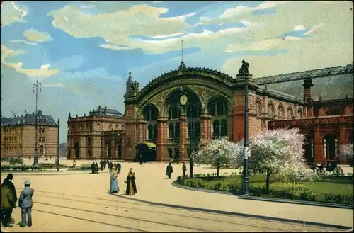 Ansichtskarte Bremen Hauptbahnhof, Häuser - Straße 1909