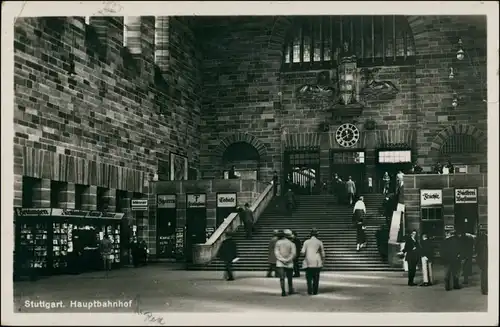 Ansichtskarte Stuttgart Hauptbahnhof - Innenansicht 1928