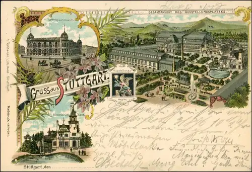 Ansichtskarte Litho AK Stuttgart MB: Ausstellungsplatz 1896