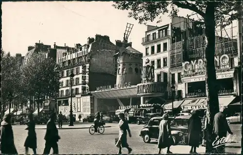Paris La Place Blanche et le Moulin Rouge/Verkehr,  , Moulin-Rouge 1960