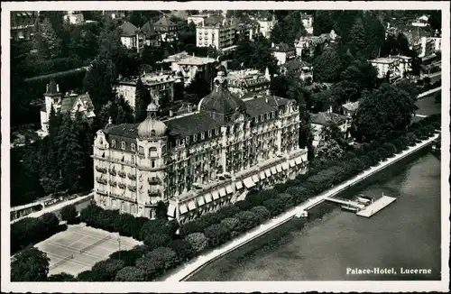 Ansichtskarte Luzern Lucerna Palasthotel - Luftbild 1932