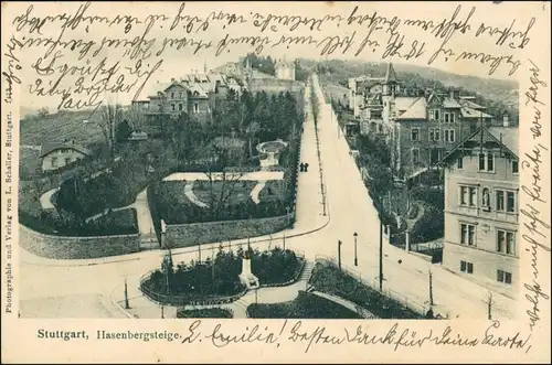 Ansichtskarte Hasenberg-Stuttgart Hasenbergsteige - Straße 1903