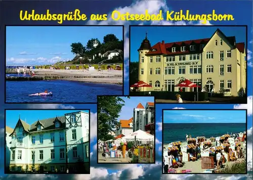 Ansichtskarte Kühlungsborn Hotel Schweriner Hof, Strandkörbe, Eiscafe 2000