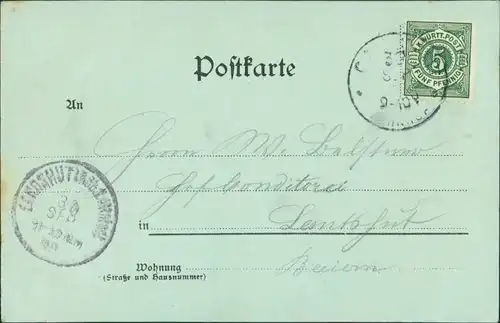 Ansichtskarte Stuttgart 2 Bild Mondscheinlitho Gruss aus Platz 1900