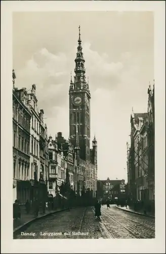 Postcard Danzig Gdańsk/Gduńsk Langgasse - Fotokarte 1930
