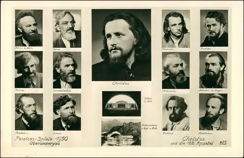 Ansichtskarte Oberammergau Schauspieler Passionstheater/Passionsspielhaus 1950