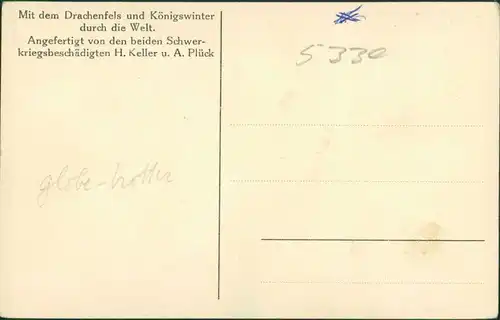 Königswinter Drachenfels Modell auf Pferdewagen gef. von Kriegsbeschdigten 1922