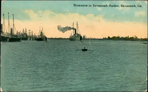 Postcard Savannah (Georgia) Dampfer - Hafen 1924