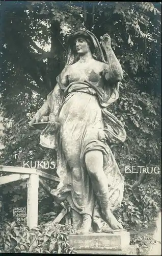 Postcard Kukus Kuks Schloß - Statue Trutnov  Trautenau 1925