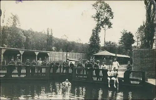 Soldaten, baden, Trainingsgeräte, France Frankreich 1915 Privatfoto