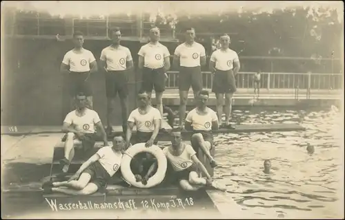 Wasserballmannschaft 12.Komp.J.R.18 WK1 Frankreich Francaise 1916 Privatfoto