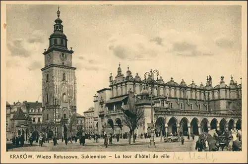 Postcard Krakau Kraków Tuchhallen (Sukiennice) 1940