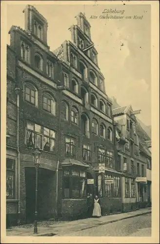 Ansichtskarte Lüneburg Alte Giebelhäuser am Kauf - Geschäfte 1912